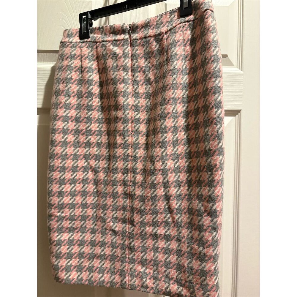 Talbots Women's 0P Pink‎ & Gray Houndstooth Pencil Skirt Knee Length - Picture 6 of 8